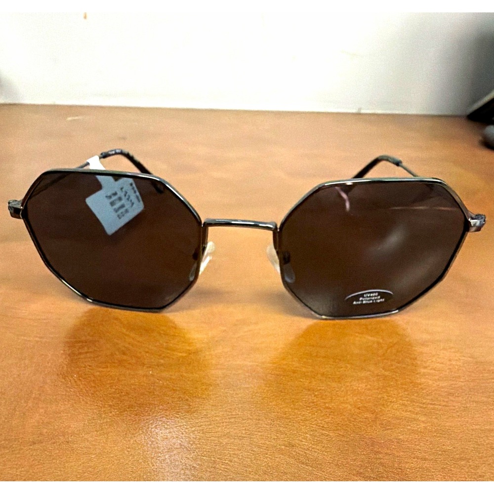 PRIVE REVAUX The Heat Polarized Gunmetal Geometric Sunglasses Brown 655711880